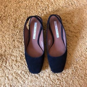 &other stories black suede slingback heels.